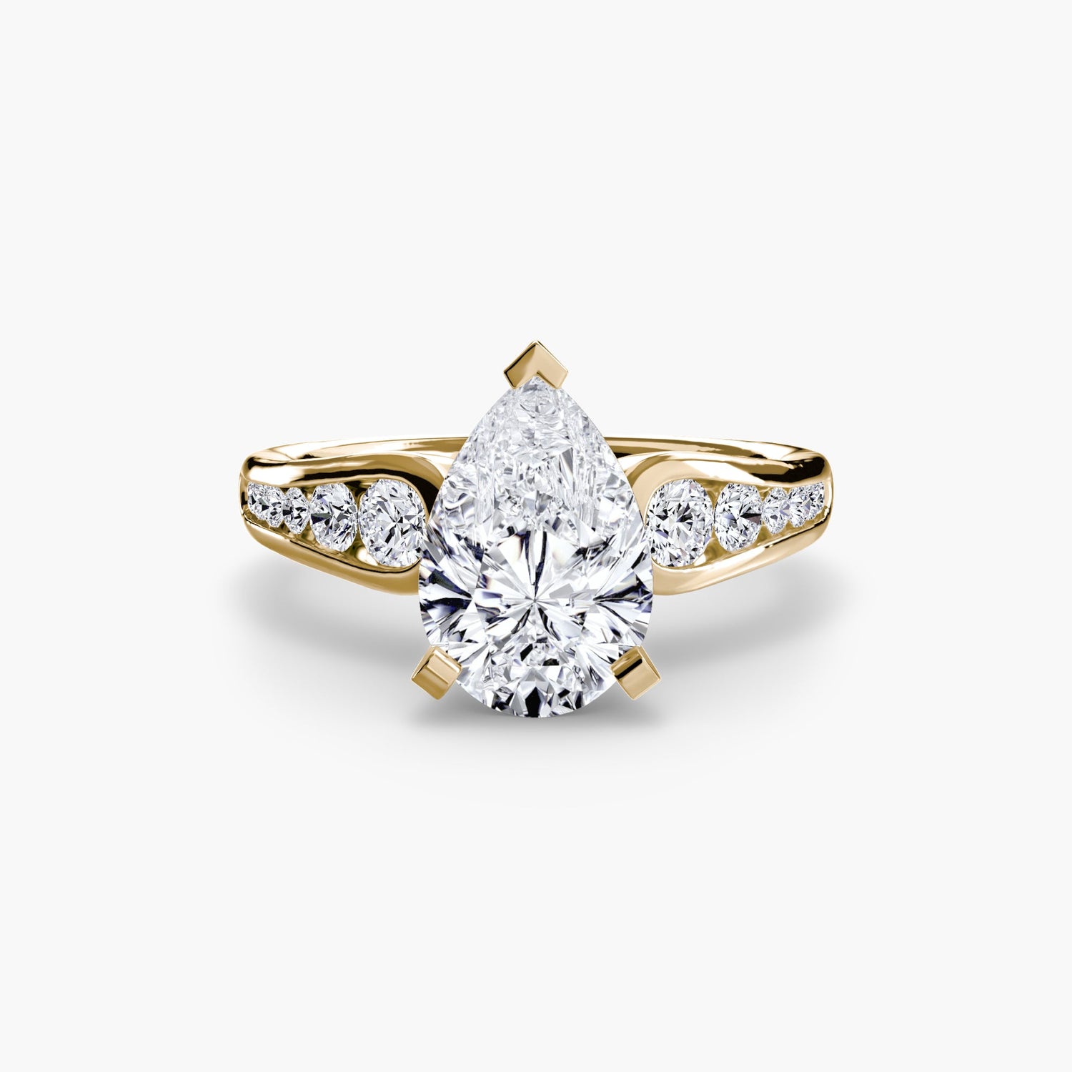 Round Brilliant Precious Stone ring in Gold – profile view