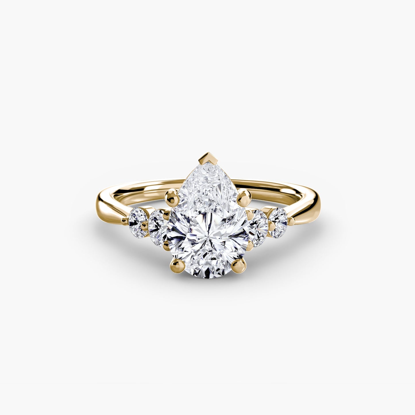 Round Brilliant Gemstone ring in Gold – top view