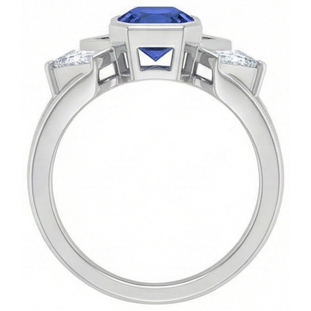 Radiant 3 Stone Gemstone Ring 2.50 Carats Bar Set Baguette Natural Earth Mined Diamond ( Not Lab Grown )s