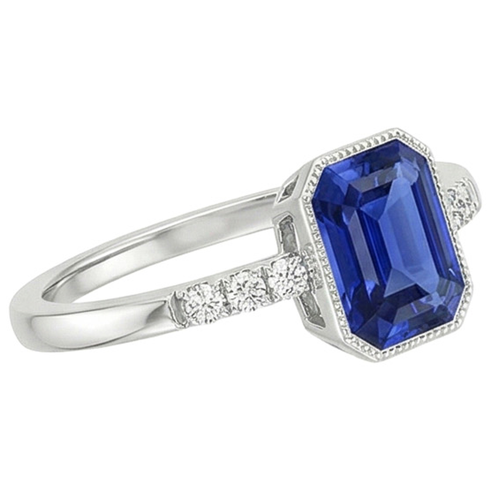 natural round sapphire 3.50ct watch profile view