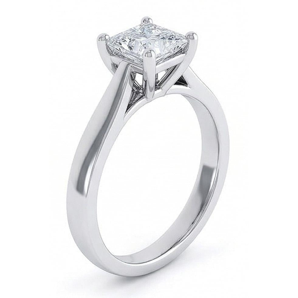 Radiant Cut Solitaire 1.10 Carat Natural Earth Mined Diamond ( Not Lab Grown ) Wedding Ring White Gold 14K
