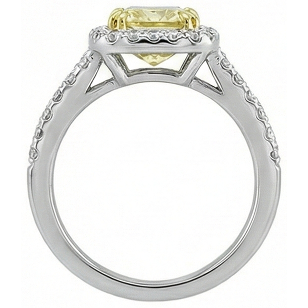 Radiant Cut Yellow Sapphire Gemstone Ring White Gold Natural Earth Mined Diamond ( Not Lab Grown ) 2.5 Ct.