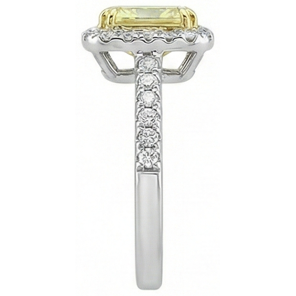 Radiant Cut Yellow Sapphire Gemstone Ring White Gold Natural Earth Mined Diamond ( Not Lab Grown ) 2.5 Ct.
