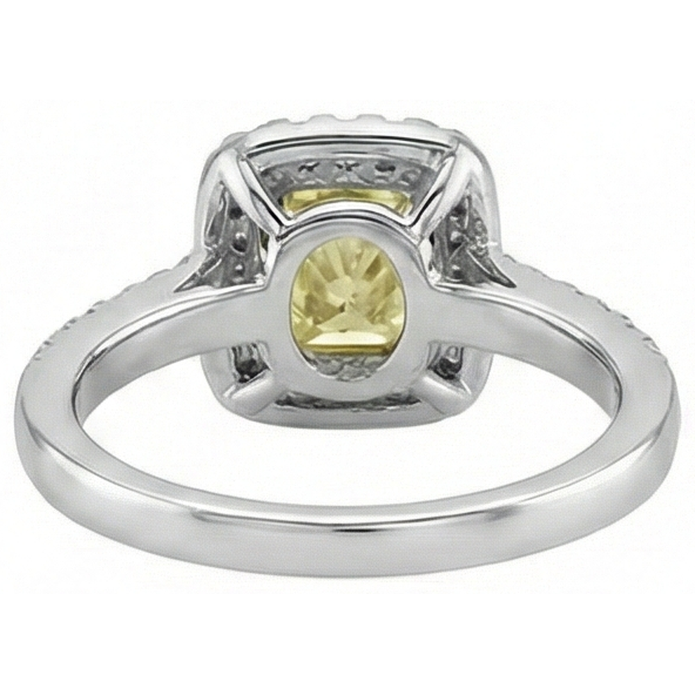 Radiant Cut Yellow Sapphire Gemstone Ring White Gold Natural Earth Mined Diamond ( Not Lab Grown ) 2.5 Ct.
