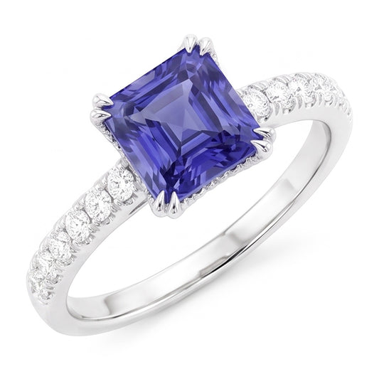 Radiant Gemstone Blue Sapphire Natural Earth Mined Diamond ( Not Lab Grown ) Ring Triple Prong Set 3 Carats