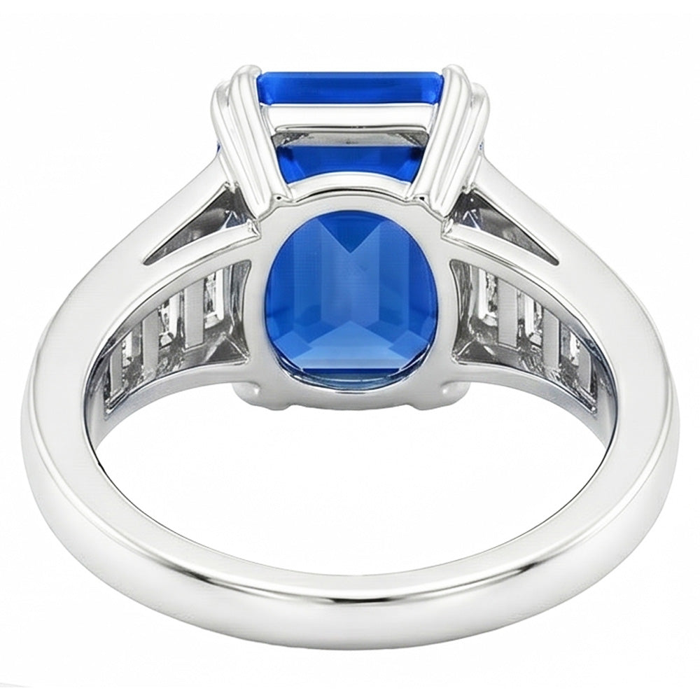 Radiant Sapphire Wedding Ring 5 Carats Channel Set Trapezoid Natural Earth Mined Diamond ( Not Lab Grown )s