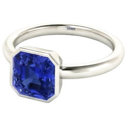Natural Radiant Solitaire Women's Ring Bezel Set Ceylon Sapphire 2 Carats
