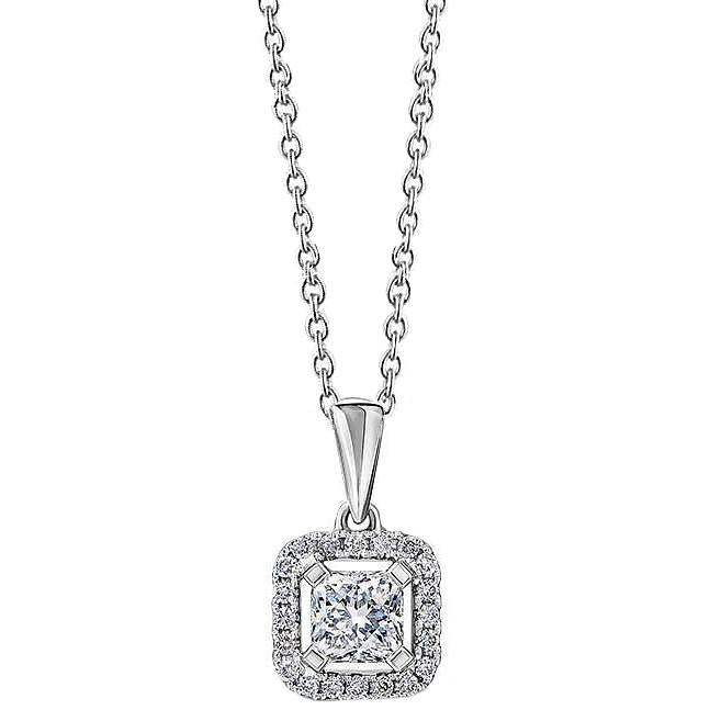 Radiant And Round Cut 2.10 Carats Genuine Diamonds Pendant Necklace Gold