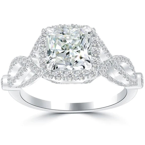 Radiant And Round Genuine Diamond Halo Ring 3.50 Carats