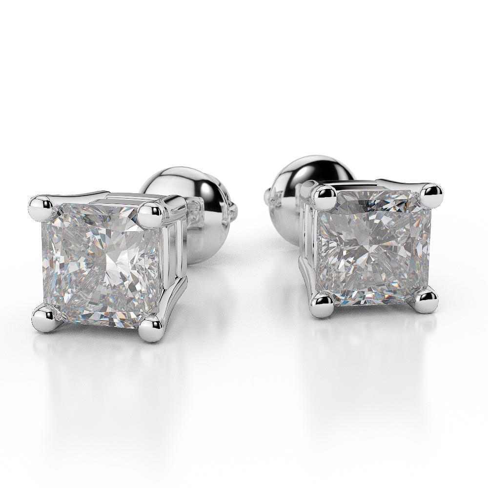 Radiant Cut 4.00 Ct Genuine Diamonds Women Studs Earrings White Gold 14K