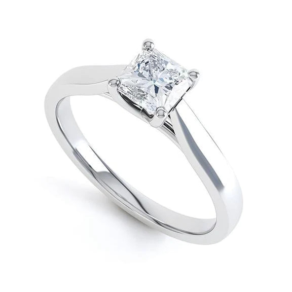 Radiant Cut Solitaire 1.10 Carat Natural Diamond Wedding Ring White Gold 14K