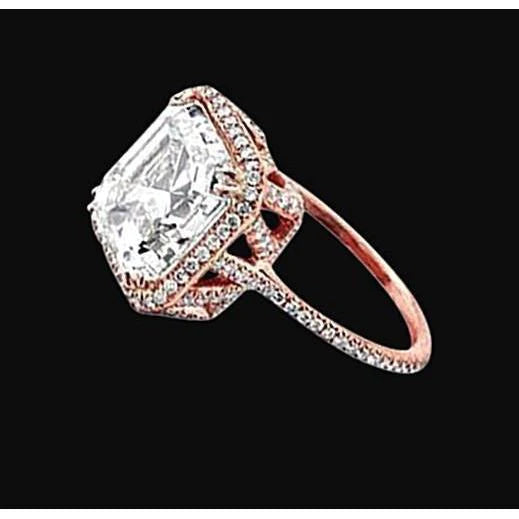 Radiant Natural Diamond Engagement Fancy Halo Ring 3.51 Ct. Rose Gold 14K