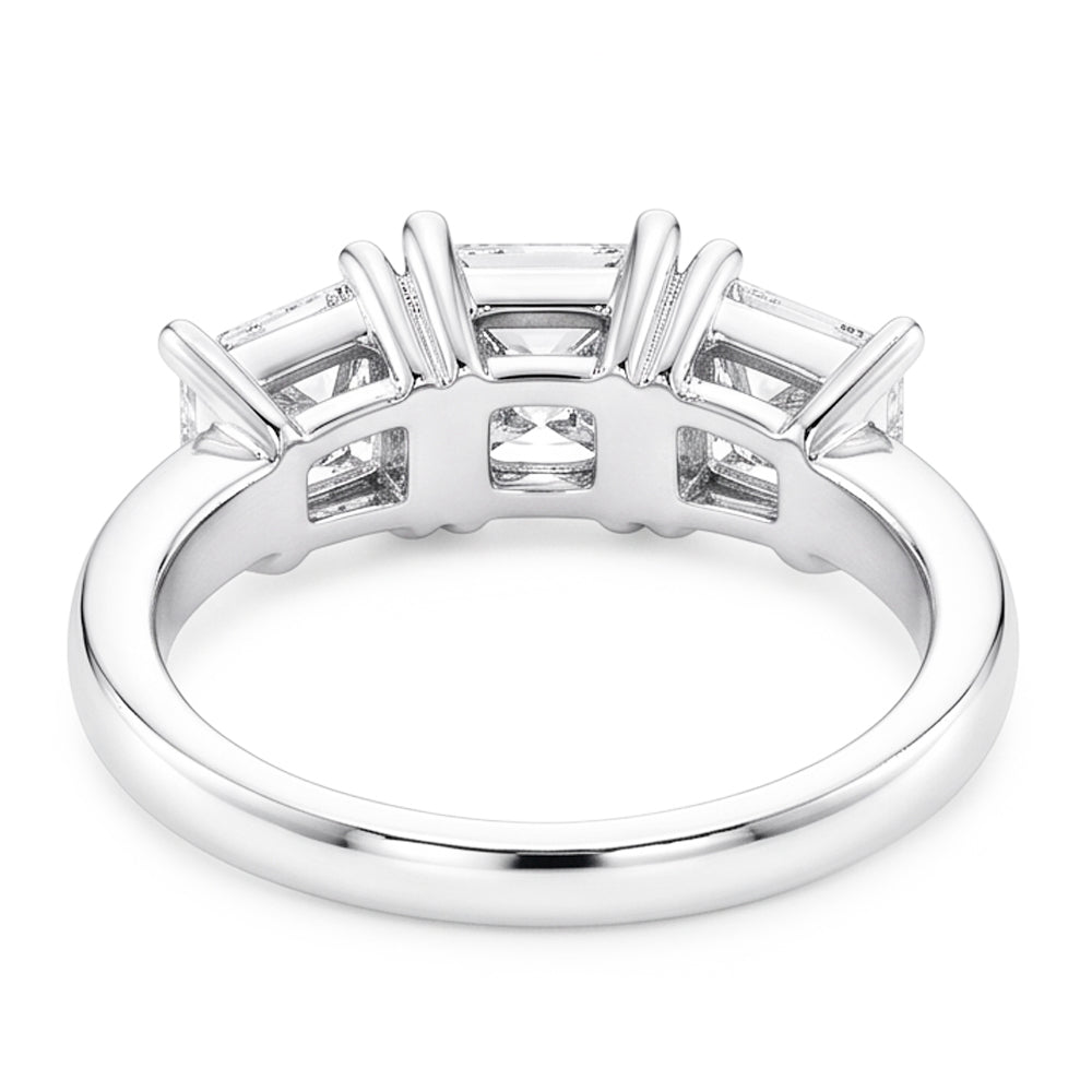 Real 3 Carat Princess Natural Earth Mined Diamond ( Not Lab Grown ) s Three Stone Engagement Ring White Gold 14K