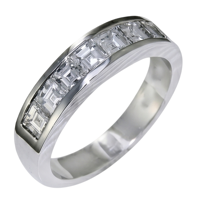 Real Asscher Cut Natural Earth Mined Diamond ( Not Lab Grown )  Wedding Band 3.50 Carats White Gold 14K Men's Ring