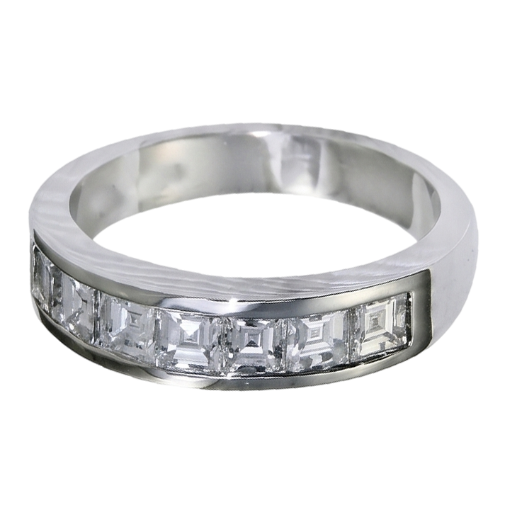 Real Asscher Cut Natural Earth Mined Diamond ( Not Lab Grown )  Wedding Band 3.50 Carats White Gold 14K Men's Ring