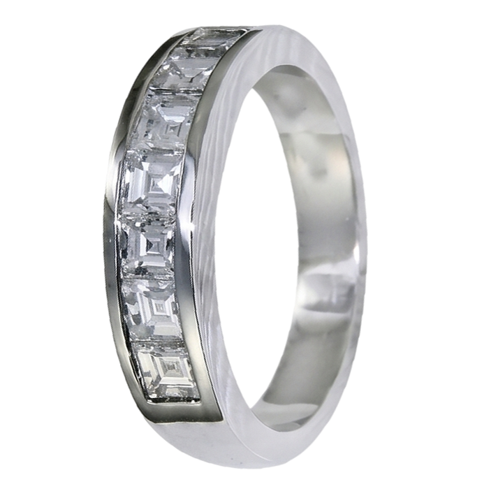 Real Asscher Cut Natural Earth Mined Diamond ( Not Lab Grown )  Wedding Band 3.50 Carats White Gold 14K Men's Ring