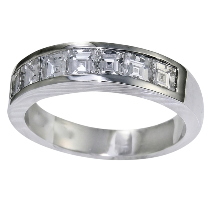 Real Asscher Cut Natural Earth Mined Diamond ( Not Lab Grown )  Wedding Band 3.50 Carats White Gold 14K Men's Ring