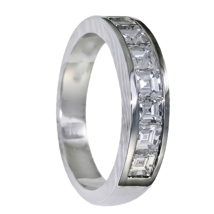 Real Asscher Cut Natural Earth Mined Diamond ( Not Lab Grown )  Wedding Band 3.50 Carats White Gold 14K Men's Ring