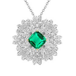 Pavé Colombian Emerald Precious Stone Pendant 2 ct – 14 Karat