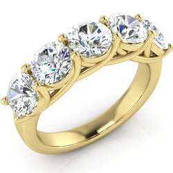 Real Diamond Anniversary Band Yellow Gold 5 Stones