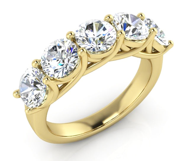 Real Diamond Anniversary Band Yellow Gold 5 Stones