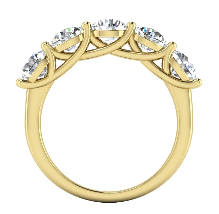 Real Diamond Anniversary Band Yellow Gold 5 Stones