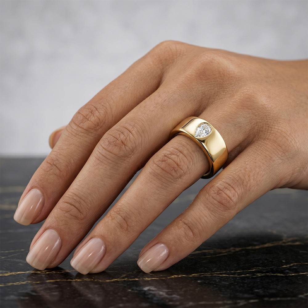 Real Fine Diamond Single Stone Ring – 14K Yellow Gold 0.75 ct