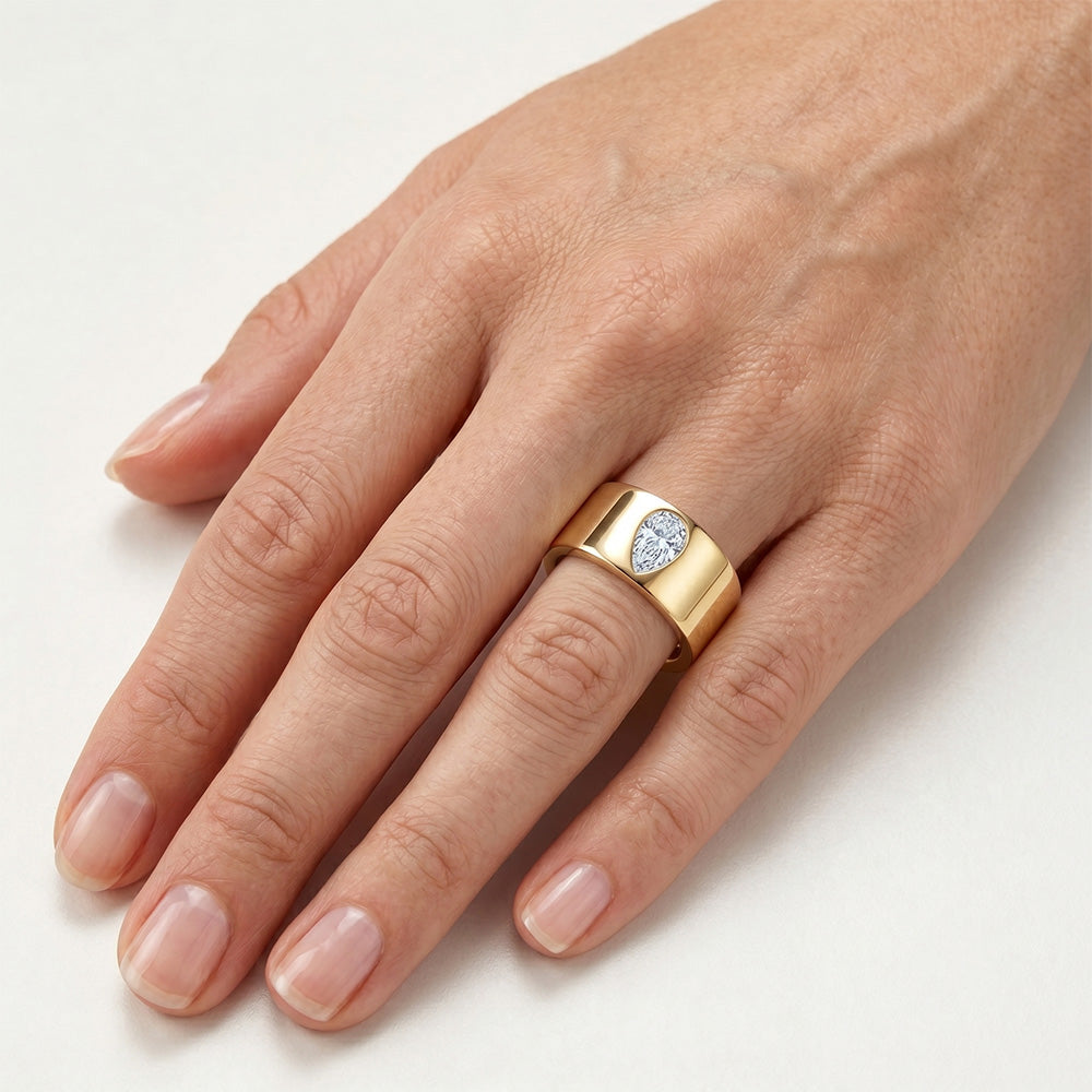 Real Fine Diamond Single Stone Ring – 14K Yellow Gold 0.75 ct
