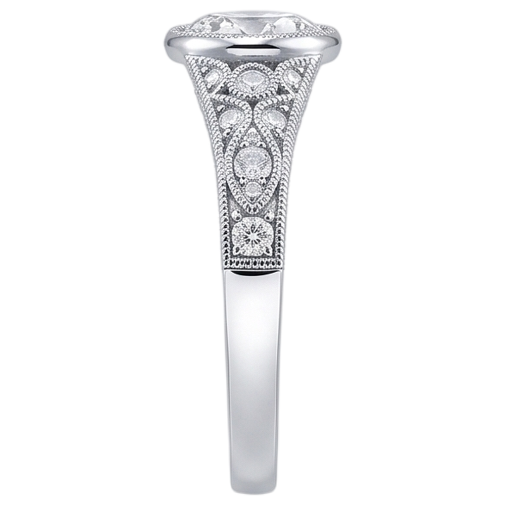 Real Natural Earth Mined Diamond ( Not Lab Grown )  Engagement Ring Antique Style 2.90 Carats White Gold Bezel Set