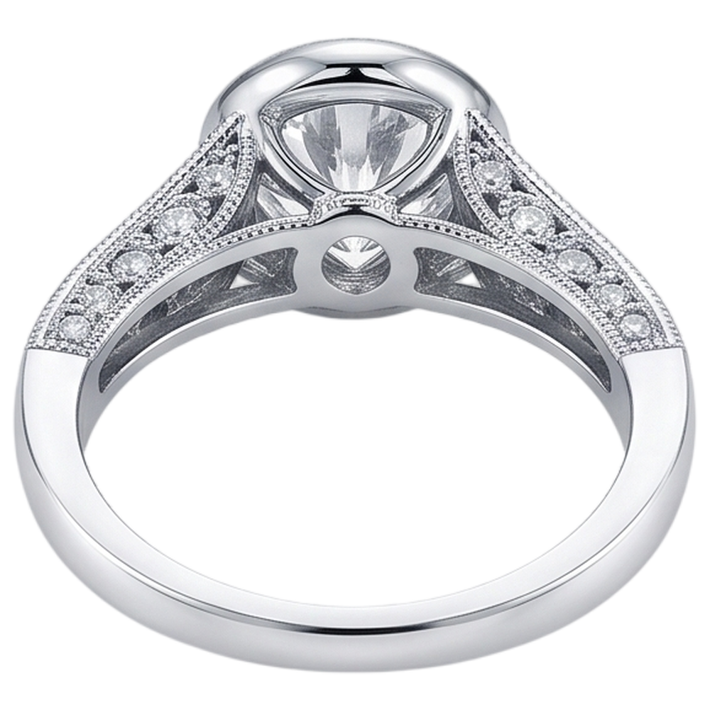 Real Natural Earth Mined Diamond ( Not Lab Grown )  Engagement Ring Antique Style 2.90 Carats White Gold Bezel Set