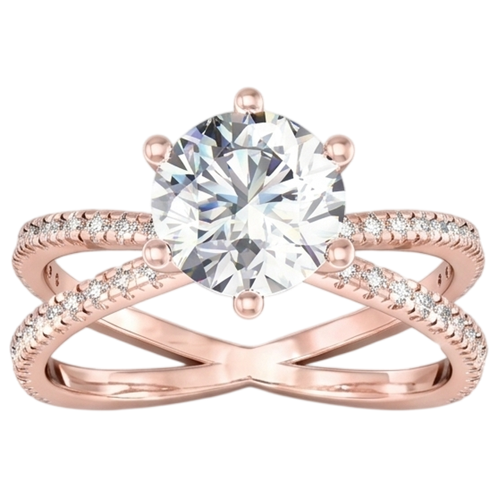 Real Natural Earth Mined Diamond ( Not Lab Grown )  Engagement Ring Twisted Split Shank 1.50 Carats Rose Gold 14K