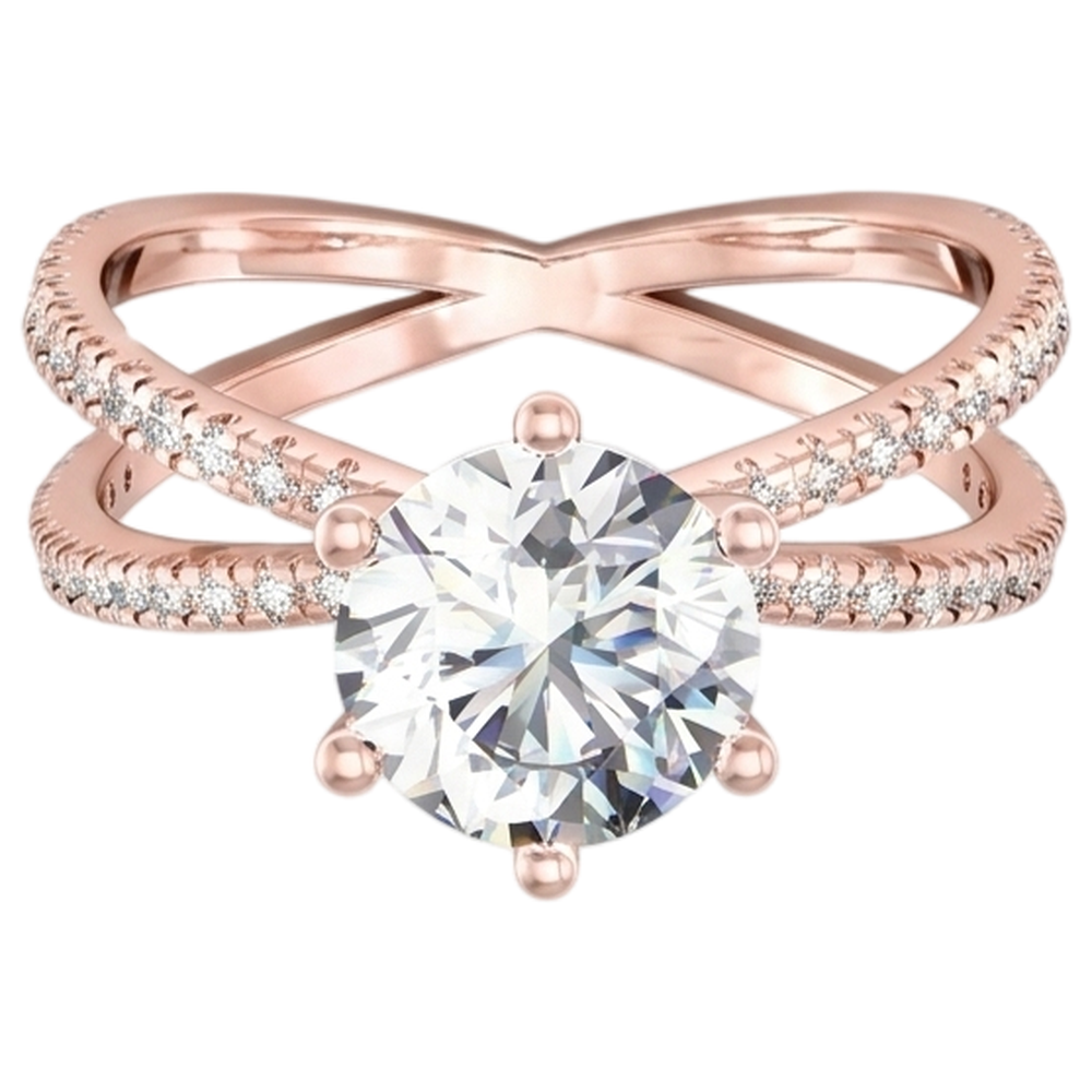 Real Natural Earth Mined Diamond ( Not Lab Grown )  Engagement Ring Twisted Split Shank 1.50 Carats Rose Gold 14K