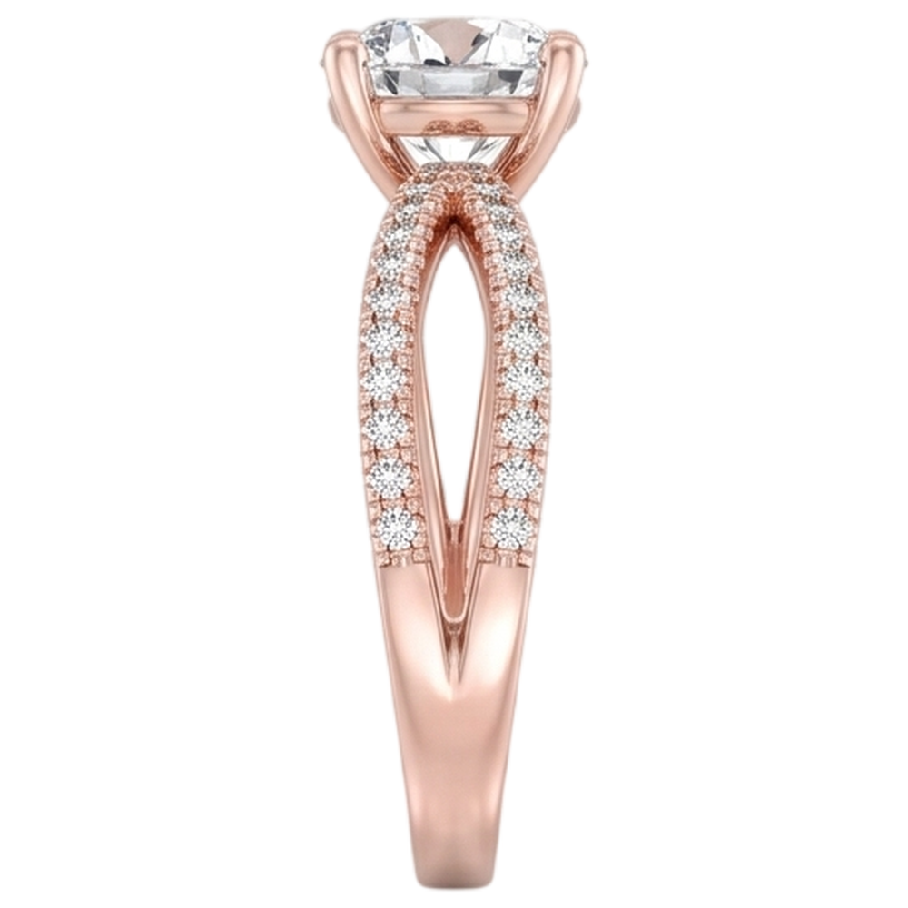 Real Natural Earth Mined Diamond ( Not Lab Grown )  Engagement Ring Twisted Split Shank 1.50 Carats Rose Gold 14K