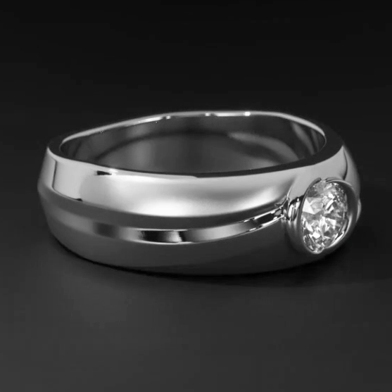 Real Oval Diamond Ring Mens Jewelry Bezel