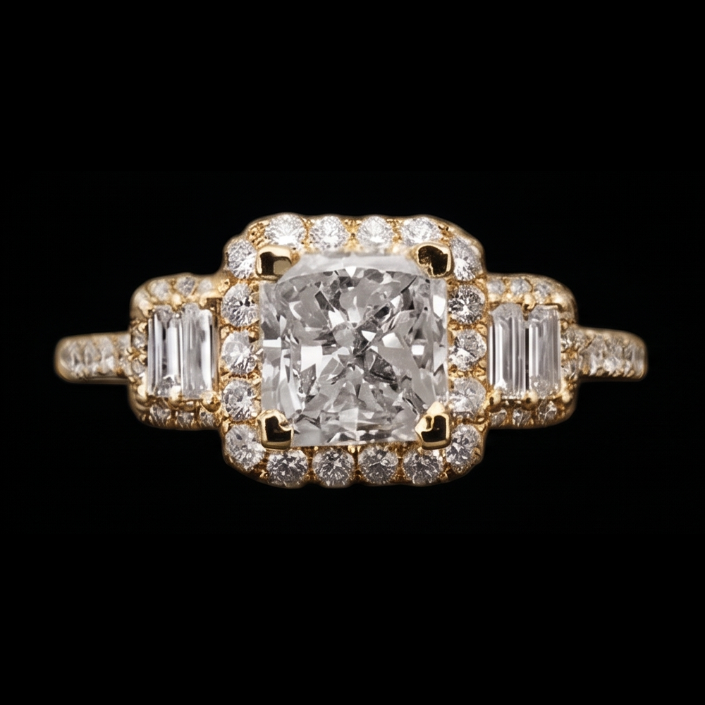 Real Radiant Cut Engagement Ring 3 Carat Natural Earth Mined Diamond ( Not Lab Grown ) s Fancy Ring White Gold 14K