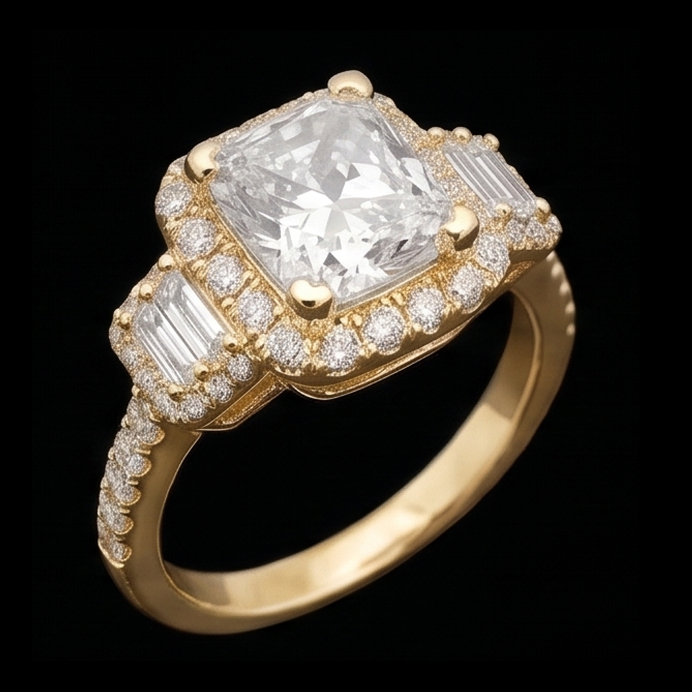 Real Radiant Cut Engagement Ring 3 Carat Natural Earth Mined Diamond ( Not Lab Grown ) s Fancy Ring White Gold 14K