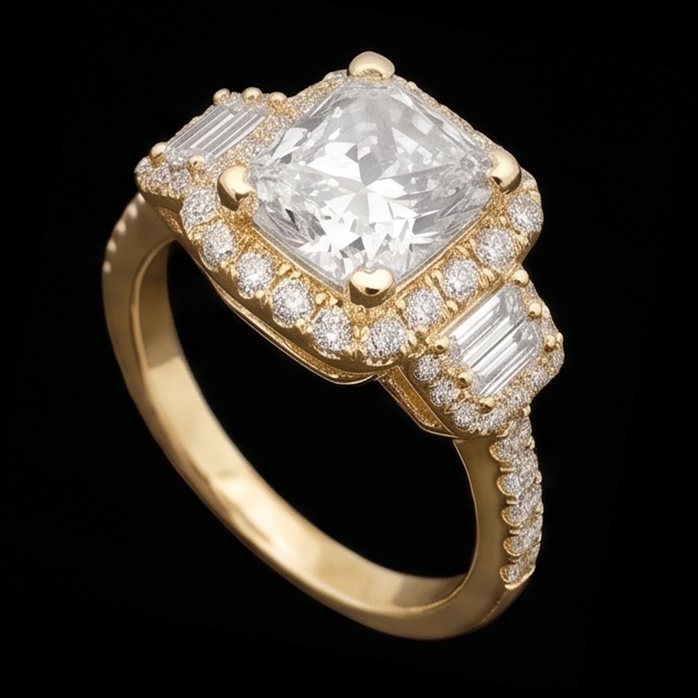 Real Radiant Cut Engagement Ring 3 Carat Natural Earth Mined Diamond ( Not Lab Grown ) s Fancy Ring White Gold 14K