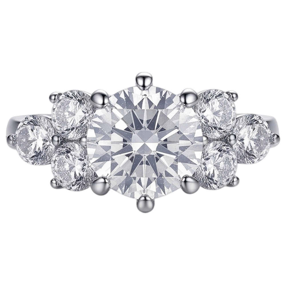 Real Round Natural Earth Mined Diamond ( Not Lab Grown )  Engagement Ring 3.80 Ct Basket Setting White Gold 14K