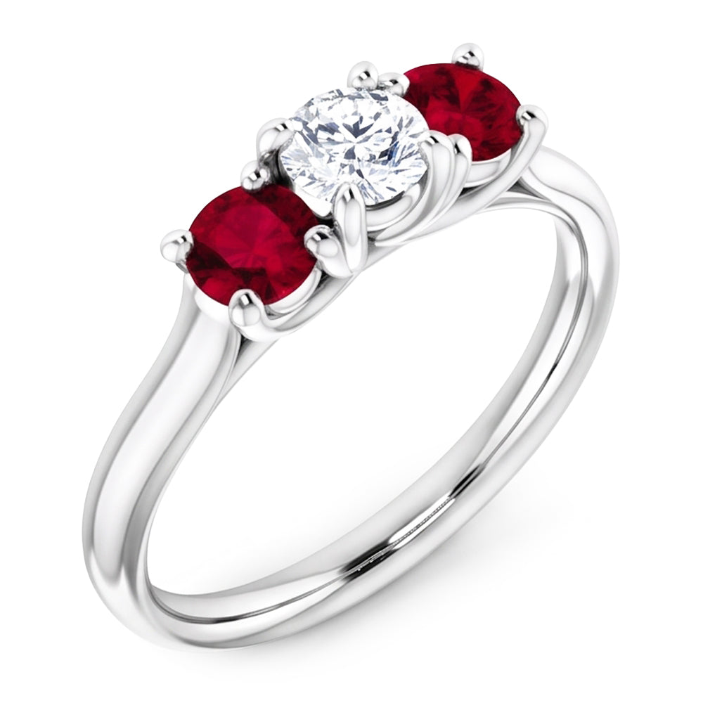Real Round Natural Earth Mined Diamond ( Not Lab Grown ) Ruby Stone Ring 2.40 Carats White Gold 14K Jewelry