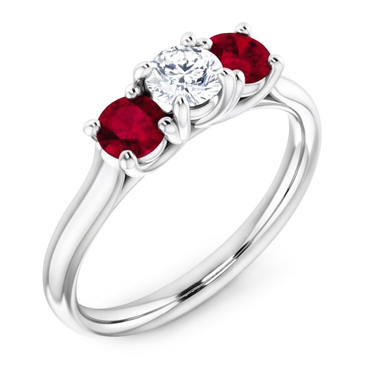 Real Round Natural Earth Mined Diamond ( Not Lab Grown ) Ruby Stone Ring 2.40 Carats White Gold 14K Jewelry
