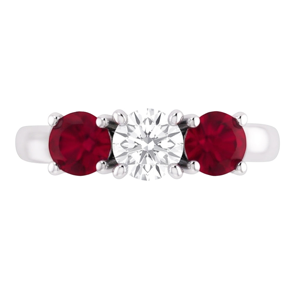 Real Round Natural Earth Mined Diamond ( Not Lab Grown ) Ruby Stone Ring 2.40 Carats White Gold 14K Jewelry