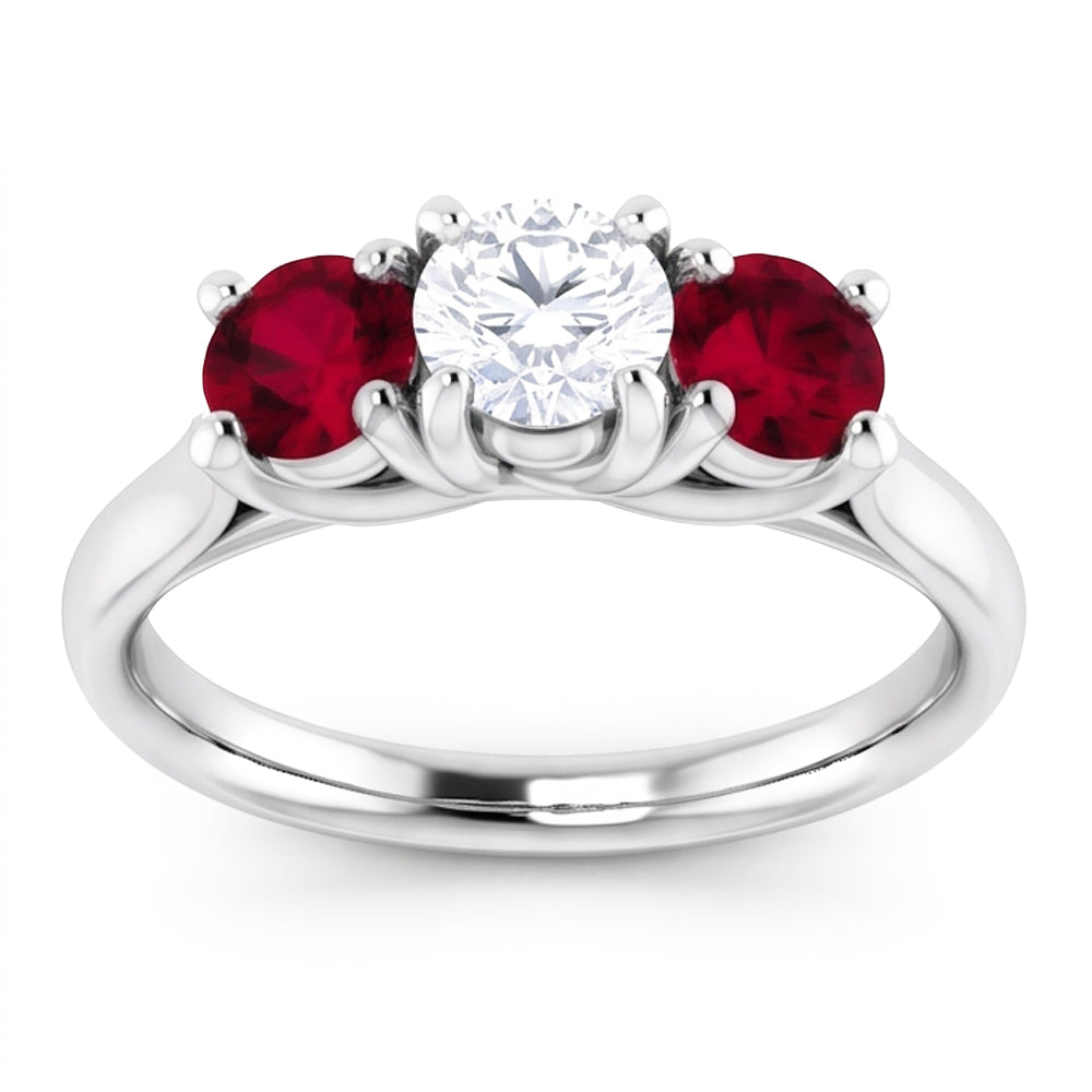 Real Round Natural Earth Mined Diamond ( Not Lab Grown ) Ruby Stone Ring 2.40 Carats White Gold 14K Jewelry