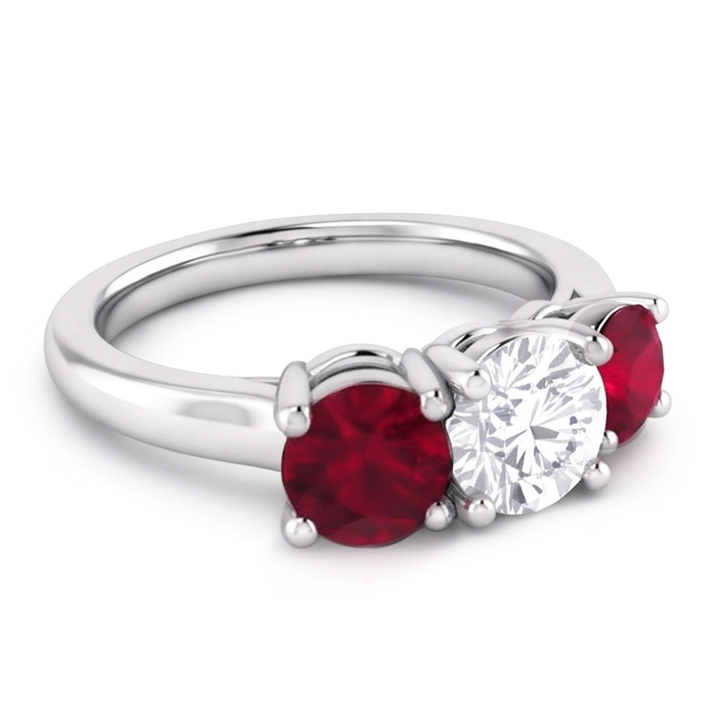 Real Round Natural Earth Mined Diamond ( Not Lab Grown ) Ruby Stone Ring 2.40 Carats White Gold 14K Jewelry