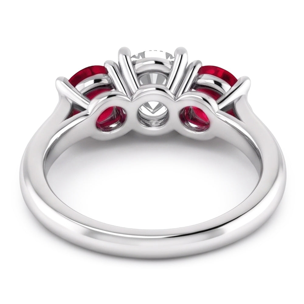Real Round Natural Earth Mined Diamond ( Not Lab Grown ) Ruby Stone Ring 2.40 Carats White Gold 14K Jewelry