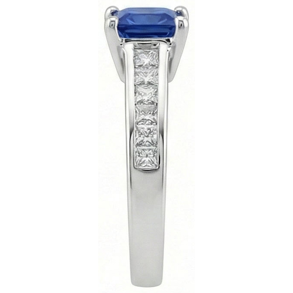 Real Sapphire Ring Princess Cut Natural Earth Mined Diamond ( Not Lab Grown )