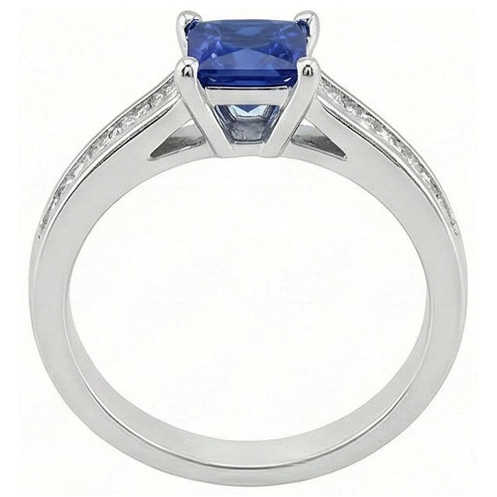 Real Sapphire Ring Princess Cut Natural Earth Mined Diamond ( Not Lab Grown )