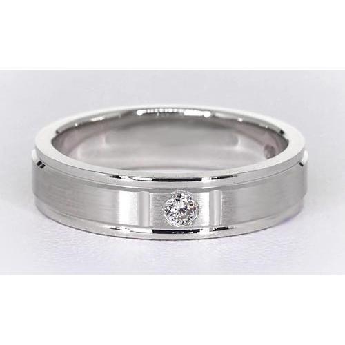 Real 0.25 Carats Gypsy Round Brushed Finish Anniversary Band White Gold 14K