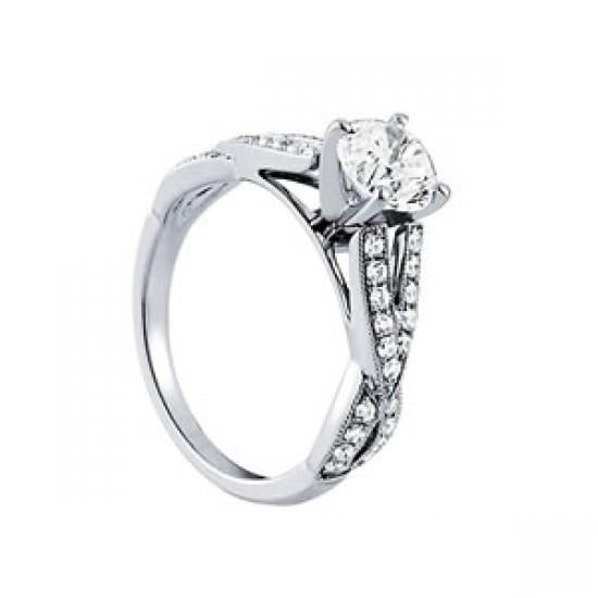 Real 1.35 Ct. Round Diamond Solitaire With Accents Ring White Gold 14K - Solitaire Ring with Accents-harrychadent.ca