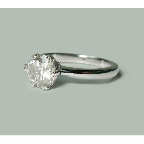 Real 1.50 Carat Diamond Ring Solitaire Round White Gold 14K Jewelry