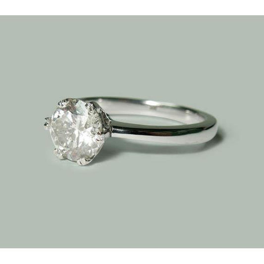 Real 1.50 Carat Diamond Ring Solitaire Round White Gold 14K Jewelry